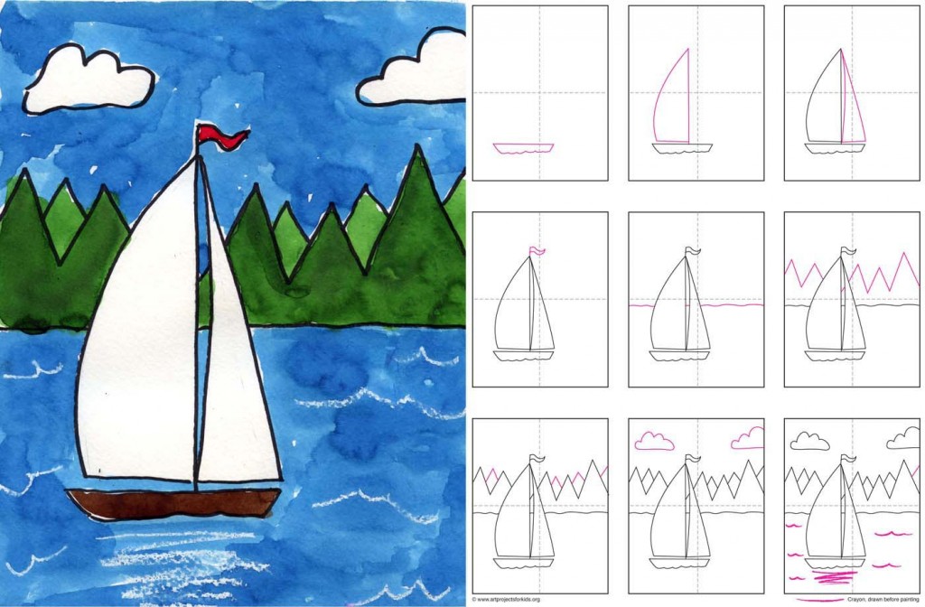 This sailboat painting gives students a chance to add interest with 
