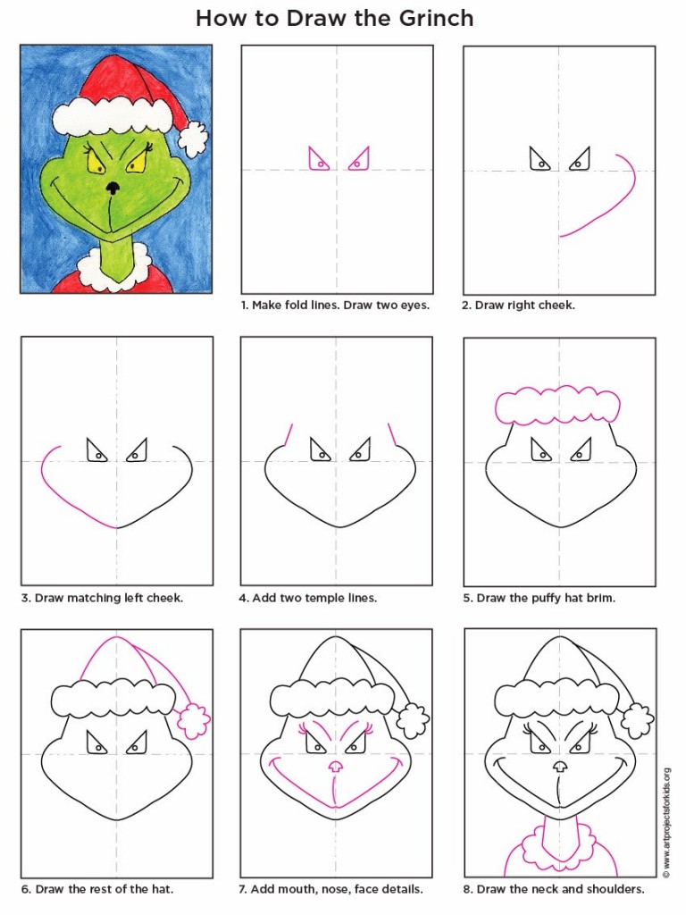 How to Draw the Grinch Art Projects for Kids