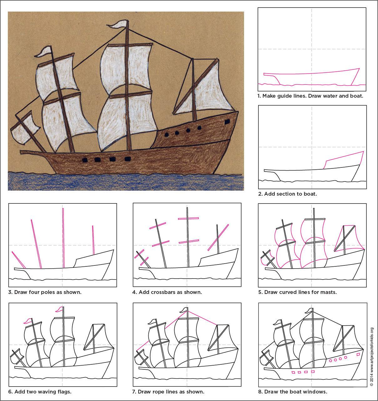 Draw a Mayflower Ship Art Projects for Kids