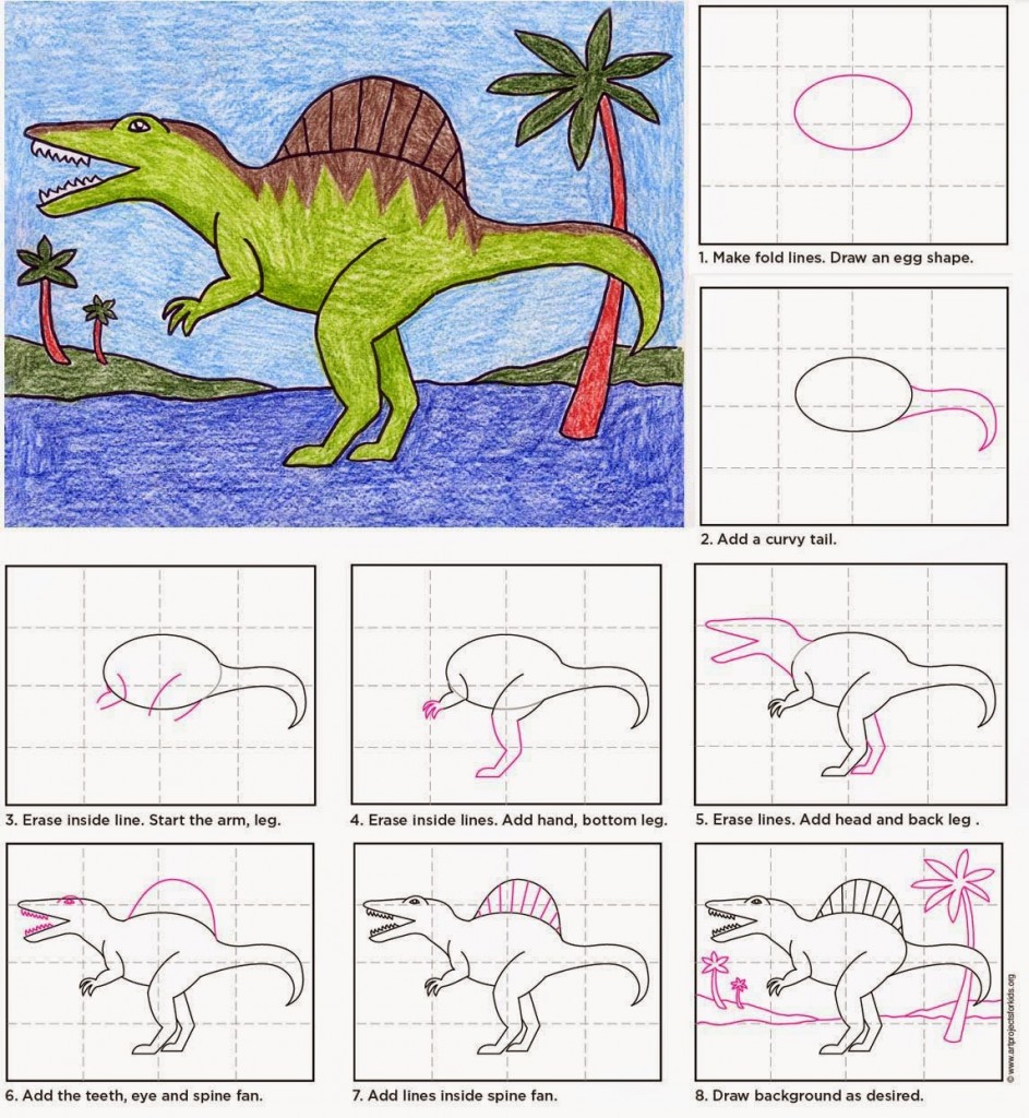 Draw a Spinosaurus Art Projects for Kids