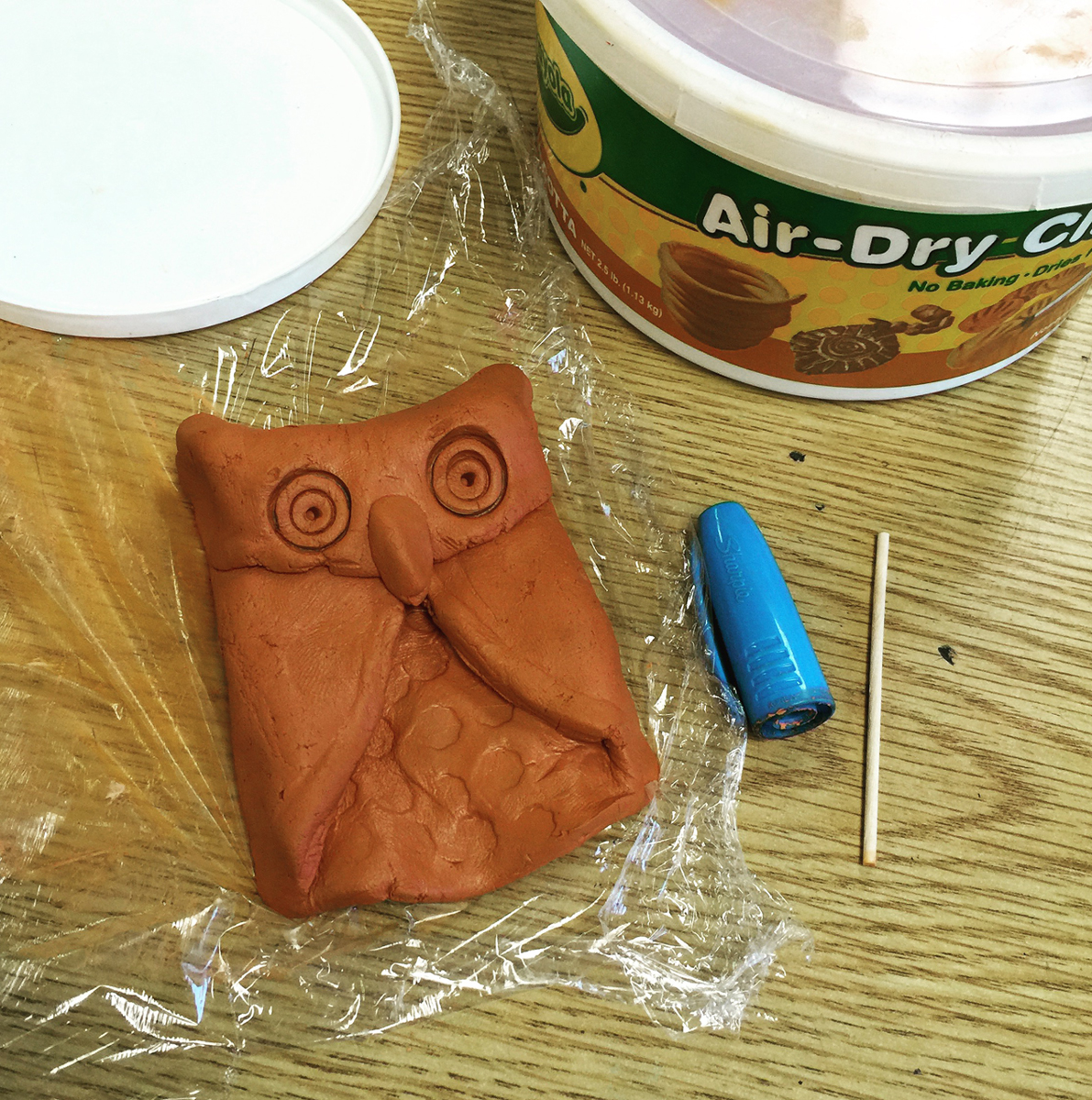 Folded Air Dry Clay Owl  Art Projects for Kids