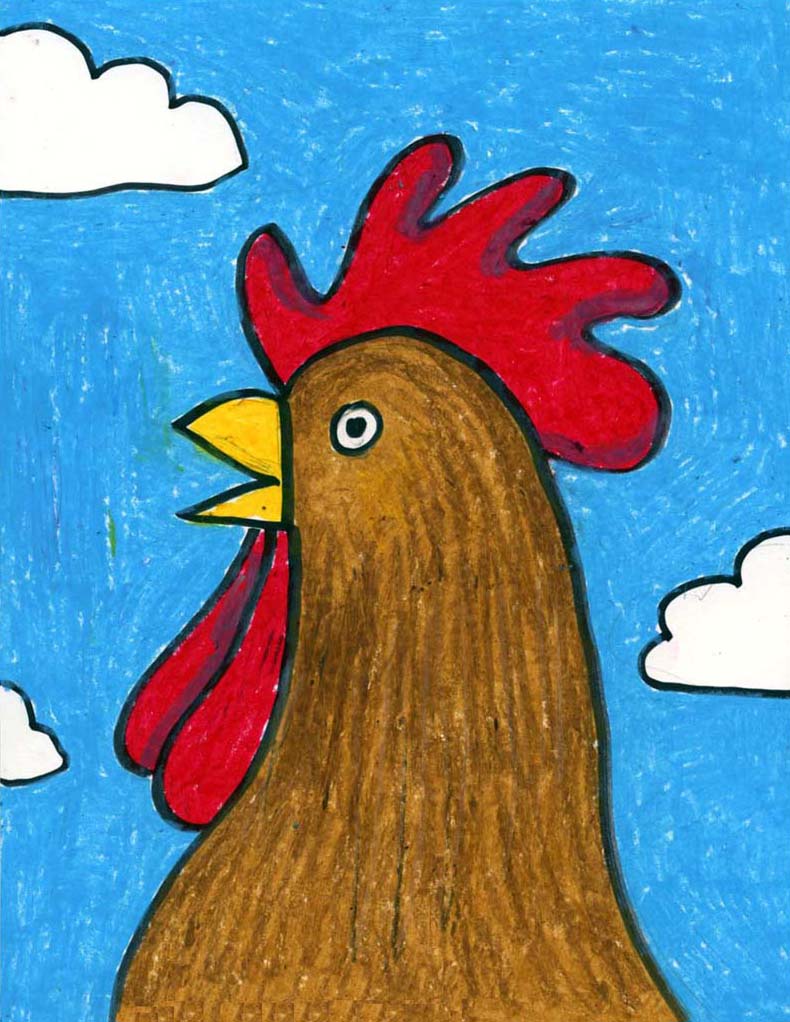 How to Draw a Rooster Head - Art Projects for Kids