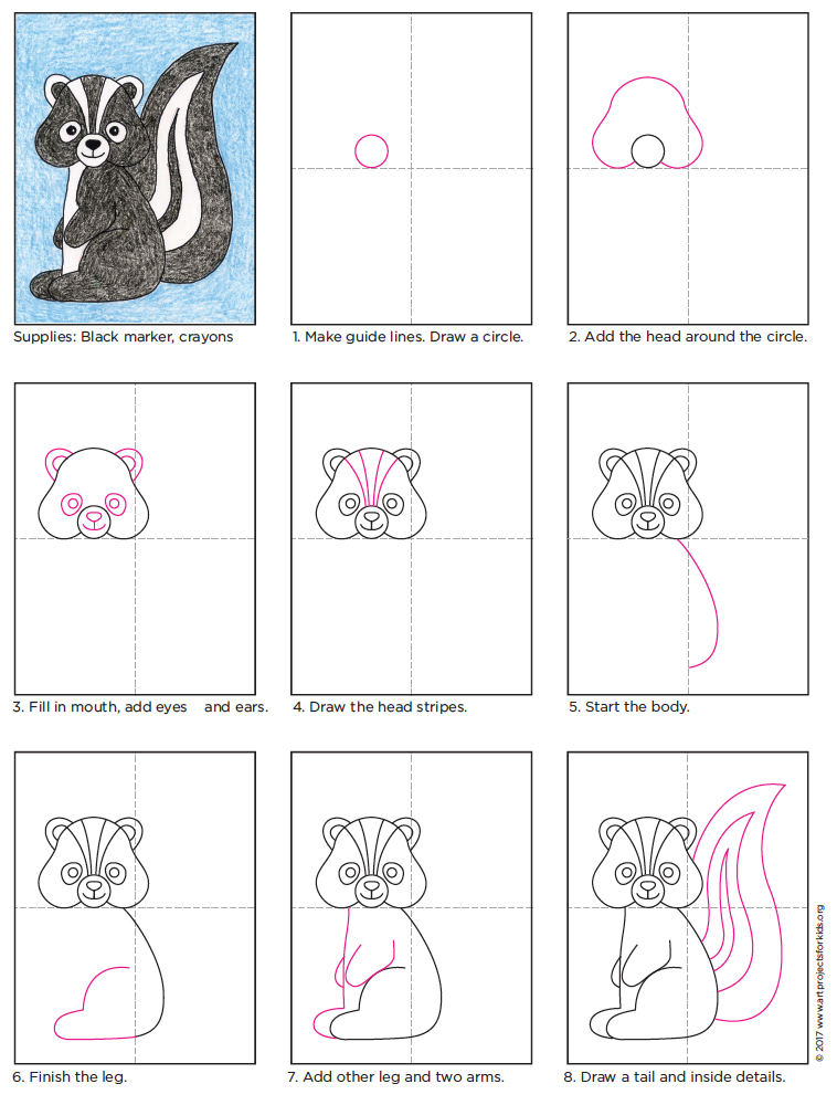 Draw a Skunk Art Projects for Kids