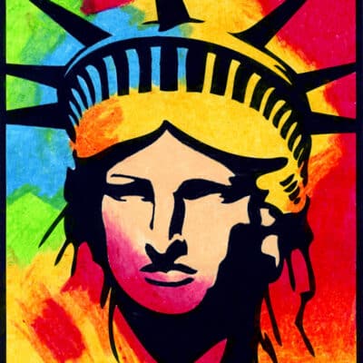 Peter Max Inspired Statue of Liberty Mural