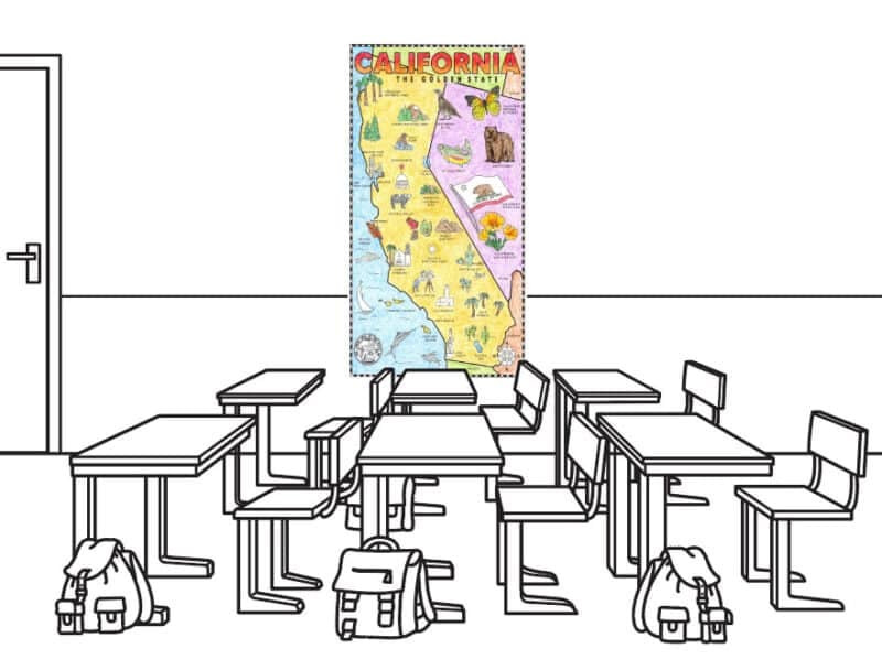 California Map for Kids Collaborative Mural Coloring Printable - Image 2