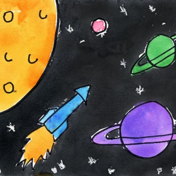 Outerspace Watercolor Painting