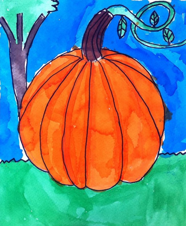 watercolor pumpkin