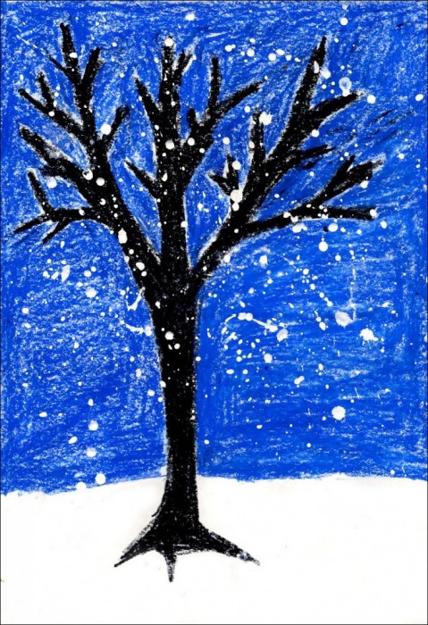 Tree, Pastel Winter · Art Projects for Kids