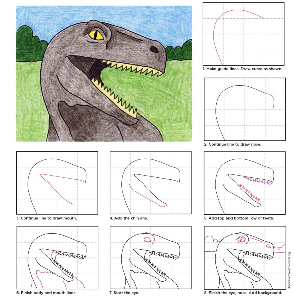 draw to step step by how dragon art Kids Art for  Head Projects Dinosaur