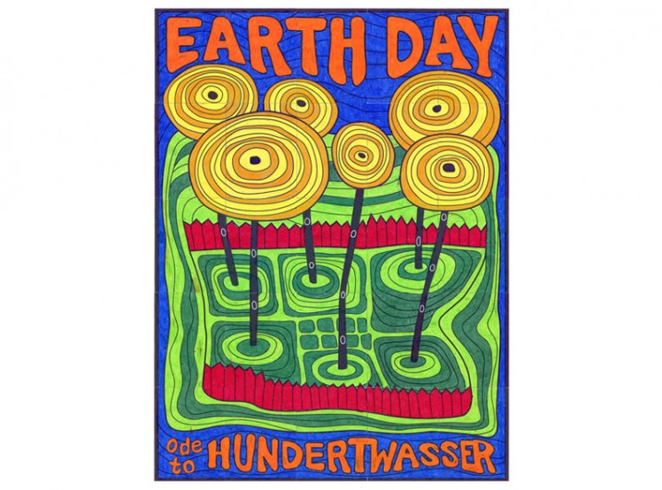 Earth Day Mural, Hundertwasser style collaborative art project