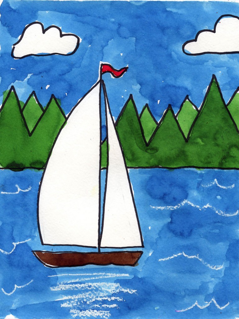 How to Draw a Sailboat · Art Projects for Kids