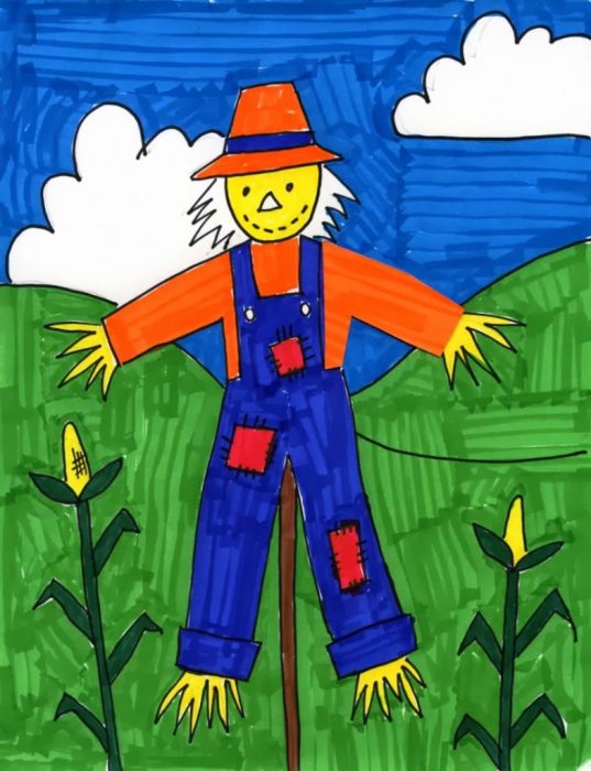 Fun Scarecrow Drawing · Art Projects for Kids