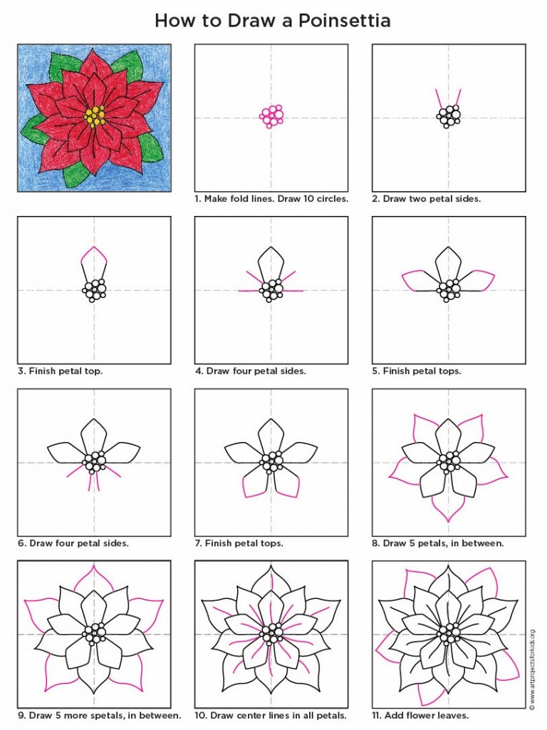 How to Draw a Poinsettia · Art Projects for Kids