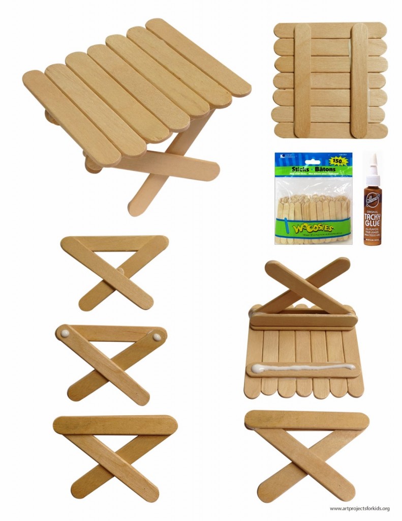 Mini Craft Stick Picnic Table - Art Projects for Kids