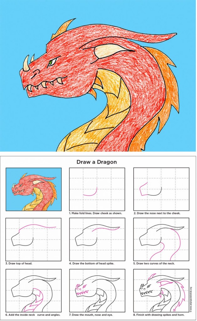 Dragon Head Drawing · Art Projects for Kids