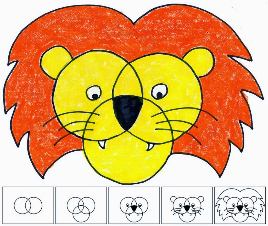 Three Circle Lion Face - Art Projects for Kids