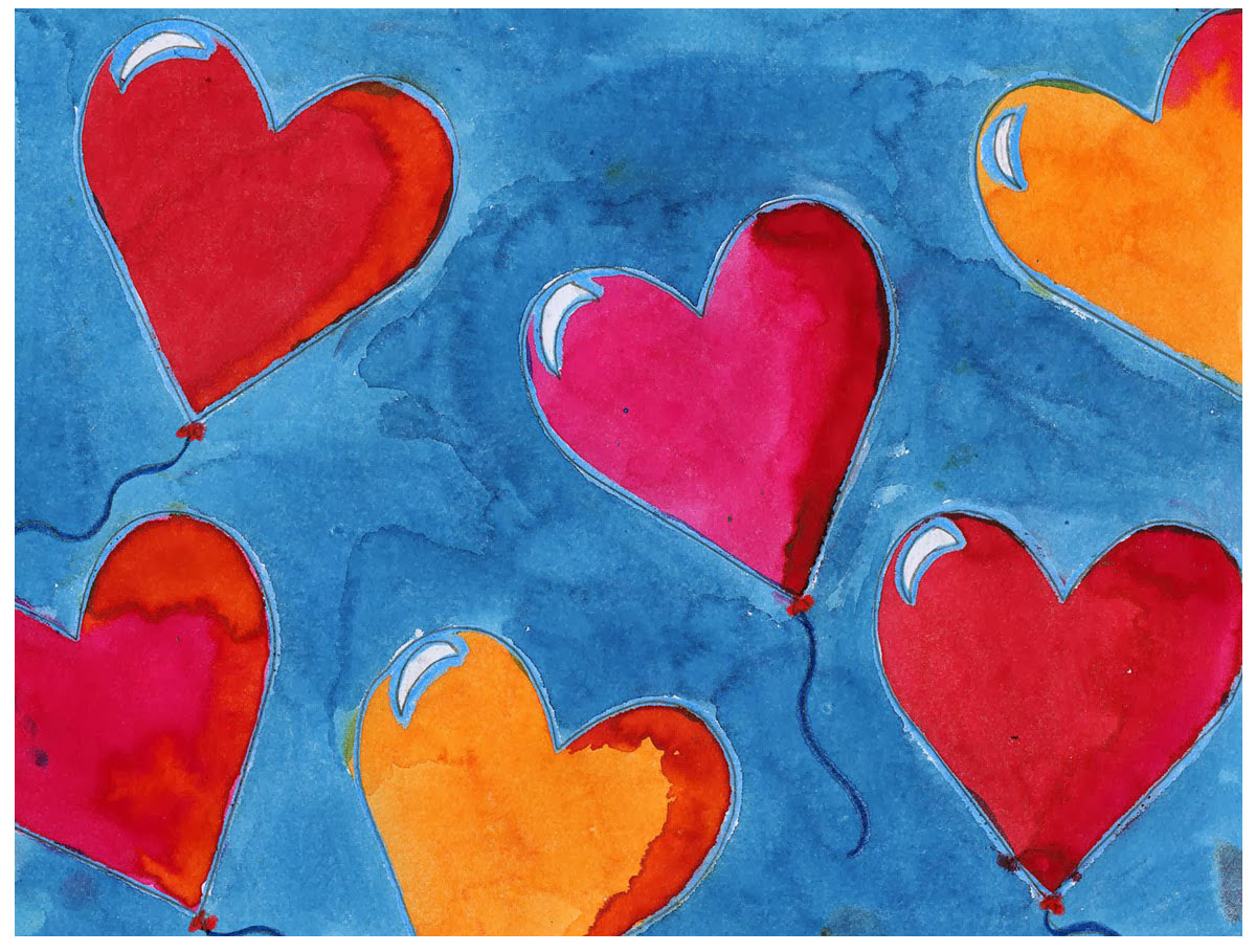 Easy Valentine Painting Project Flying Heart Balloons — JINZZY