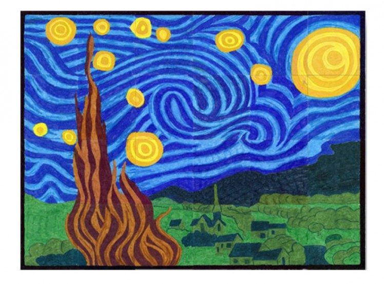 Starry Night Mural - Art Projects for Kids