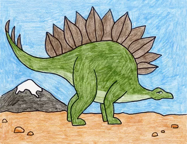 Easy How to Draw a Stegosaurus Tutorial and Stegosaurus Coloring Page