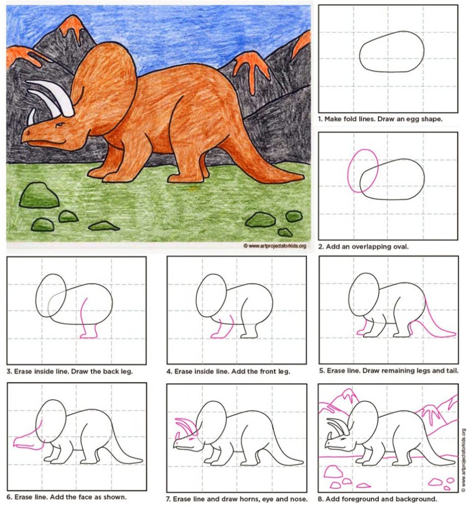 how to draw a triceratops
