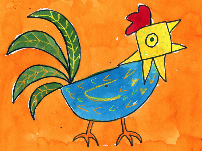 Abstract Rooster Art Projects for Kids