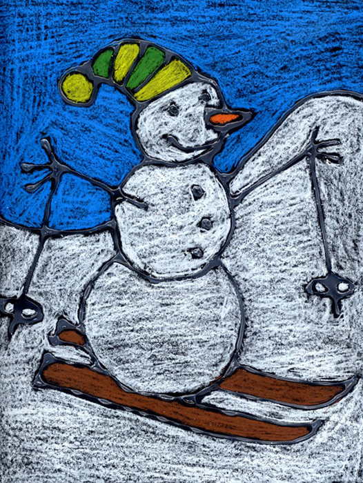 Snowman on Skis - Art Projects for Kids