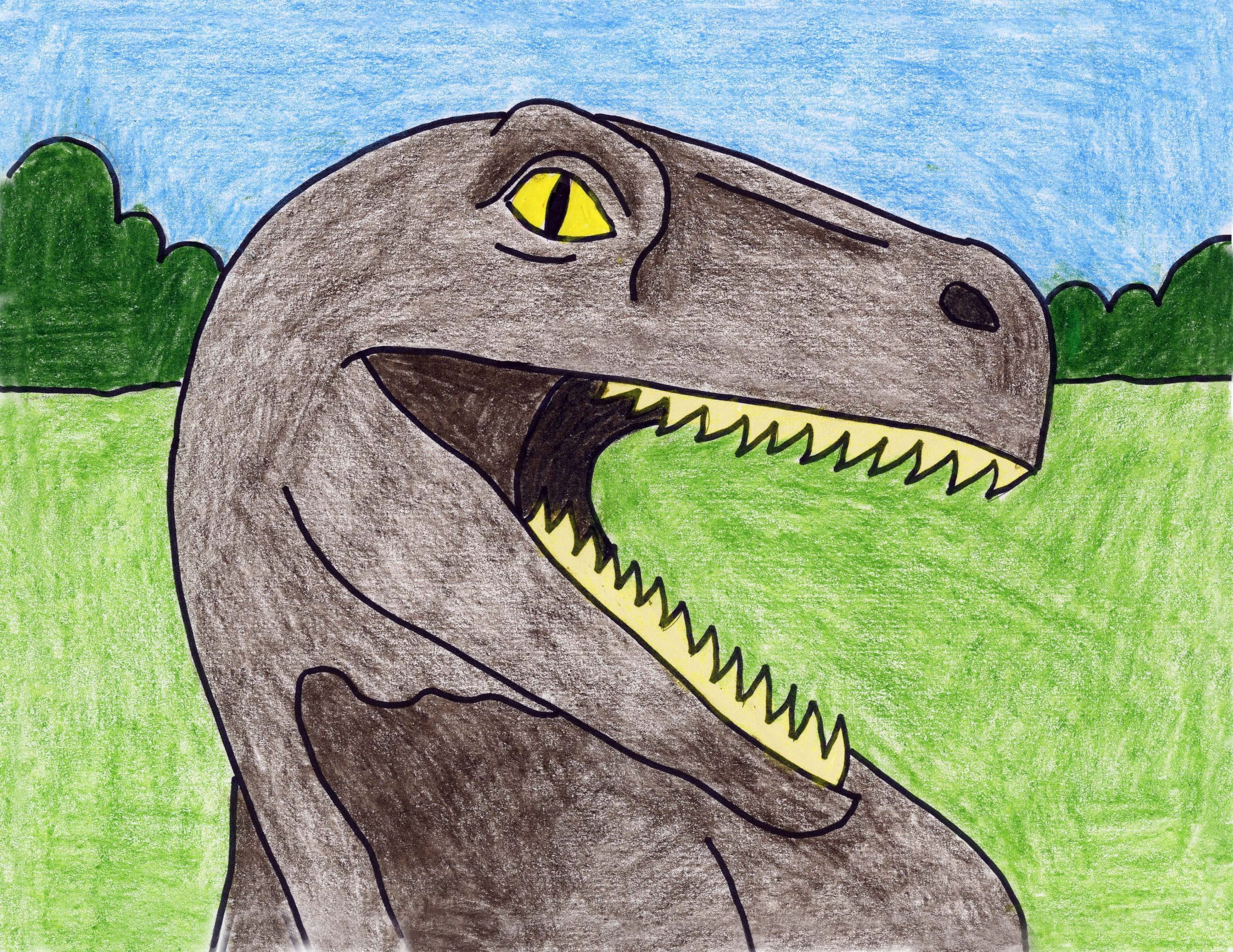 Поэтапное рисование динозавра 38 фото