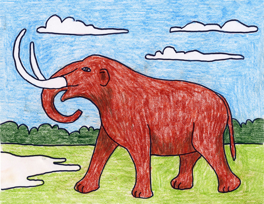 Easy How to Draw a Mastodon Tutorial and Mastodon Coloring Page