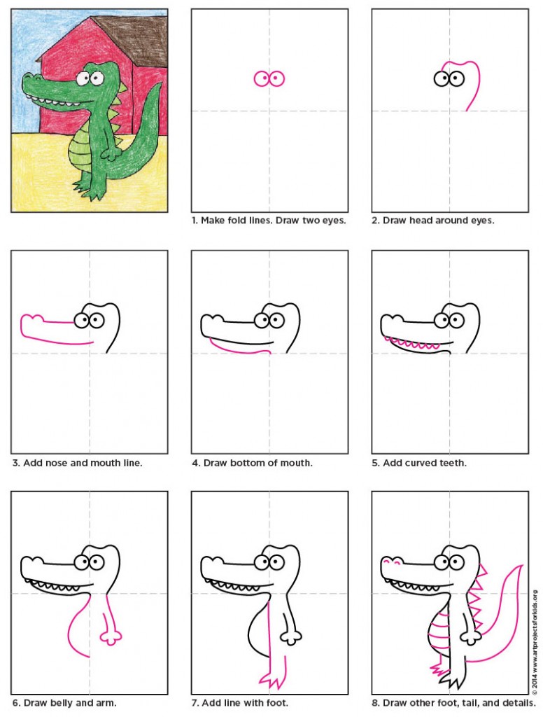 Draw a Cartoon Alligator Art Projects for Kids