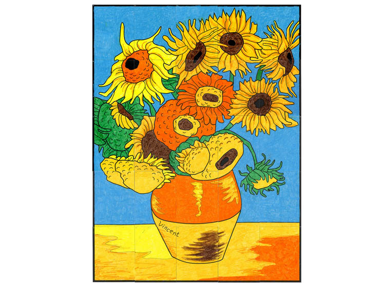 Van Gogh Sunflower Mural Art Projects For Kids