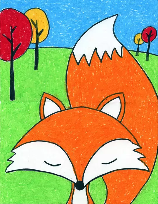 Easy How to Draw a Cartoon Fox Tutorial and Cartoon Fox Coloring Page