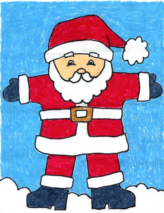 Simple Sketch Drawing Of Santa Claus with Pencil