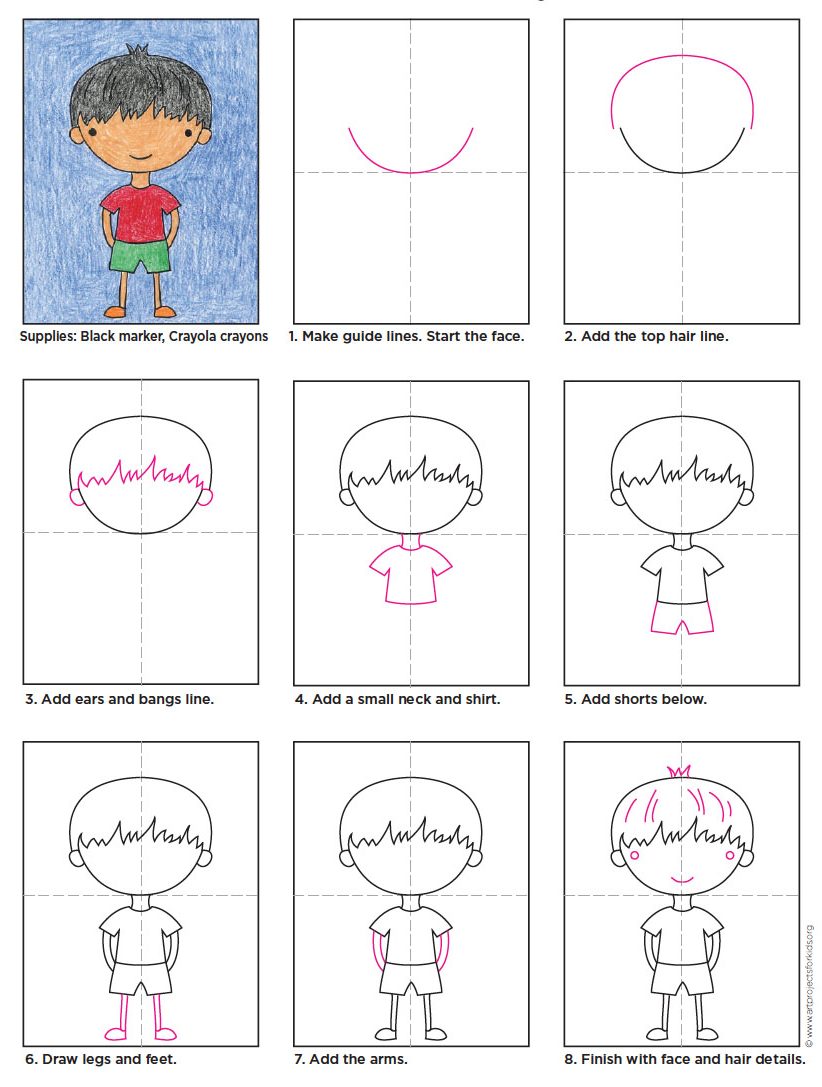 Draw A Cartoon Boy Art Projects For Kids