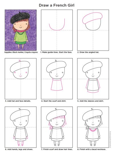 Draw a French Girl · Art Projects for Kids