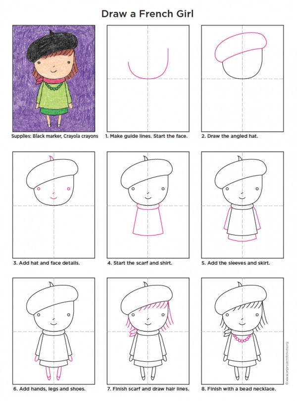 Draw a French Girl · Art Projects for Kids