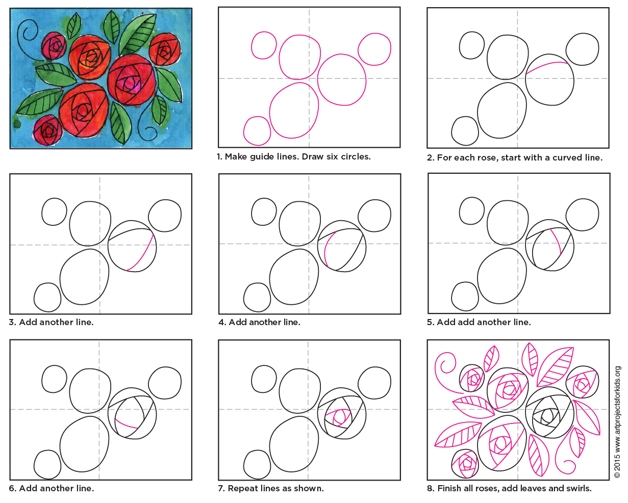 How To Draw A Doodle Rose Art Projects For Kids