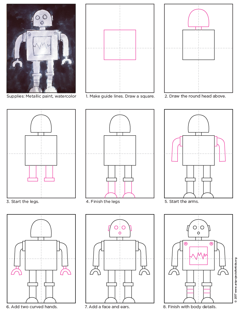 Realistic Easy Kids Robot Drawing All About Cwe3