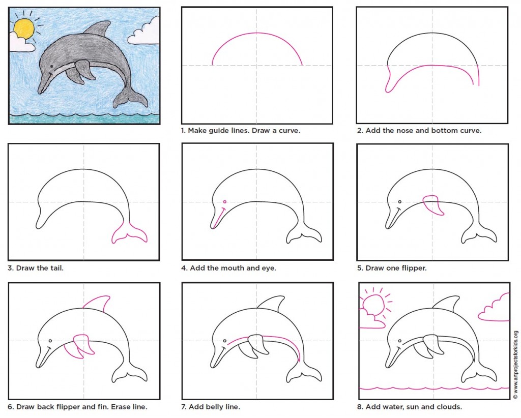 Draw a Dolphin · Art Projects for Kids