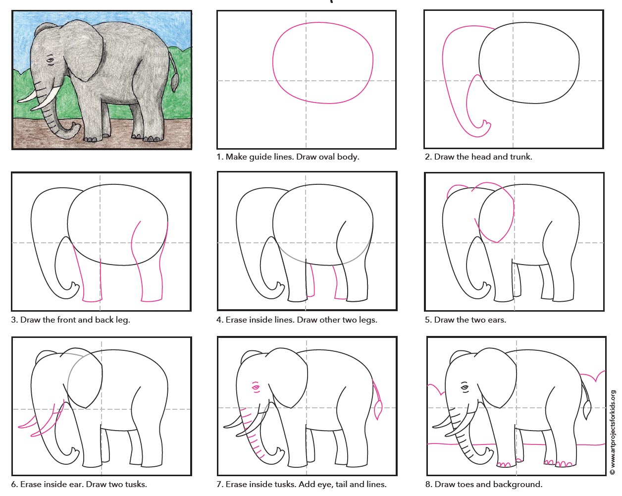 step elephant by how 2 draw step · Step Elephant, an Kids by Projects Step for Draw Art