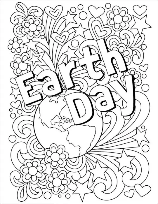 Страница раскраски День Земли, доступная для бесплатного скачивания.