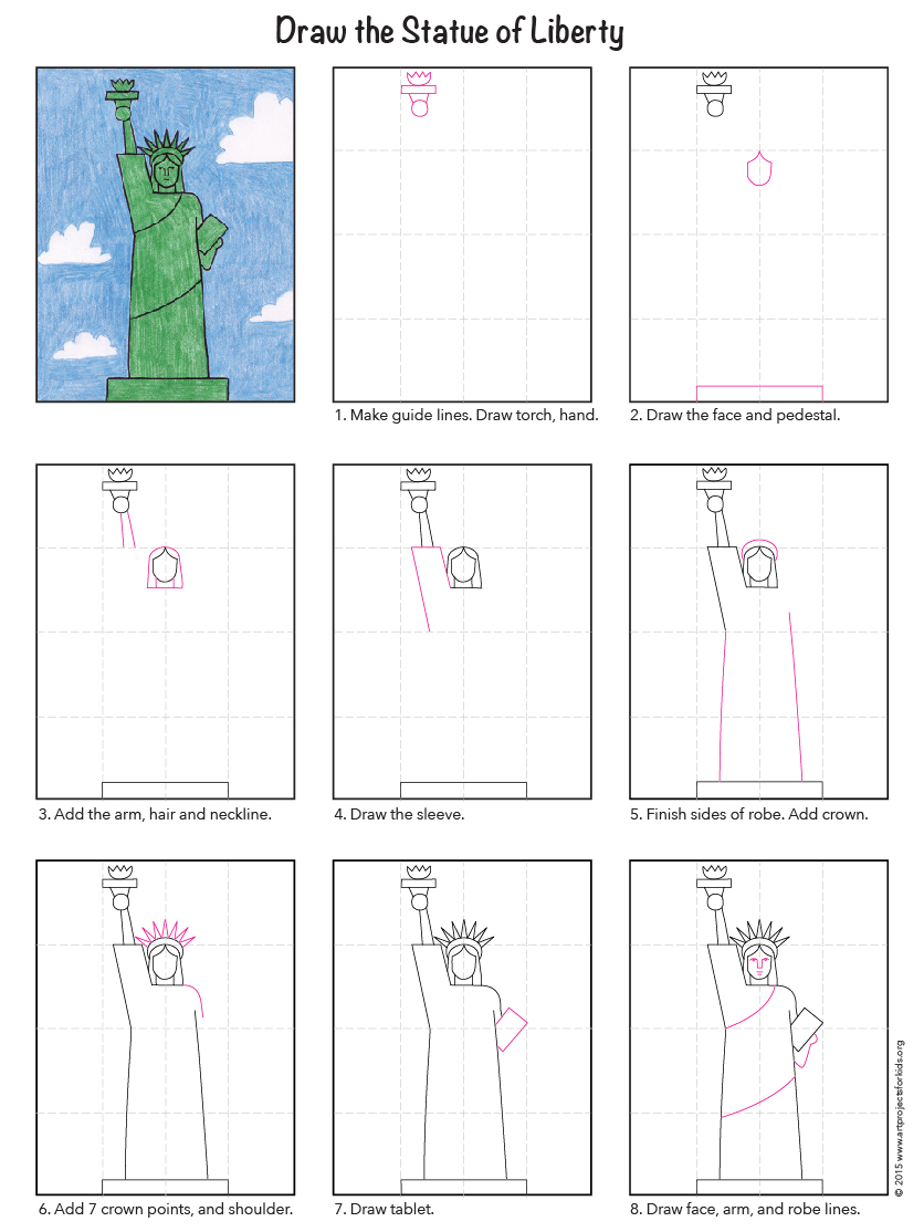 Draw The Statue Of Liberty Art Projects For Kids