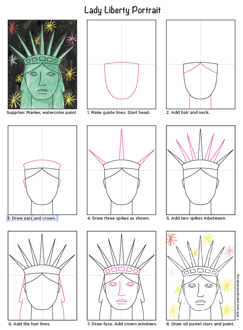 Draw The Statue Of Liberty s Face Art Projects For Kids