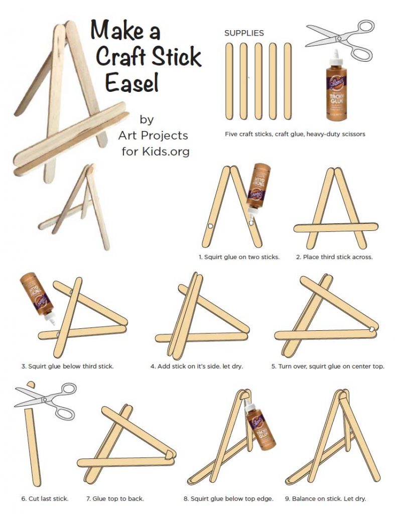 Miniature easel make with popsicle craft sticks