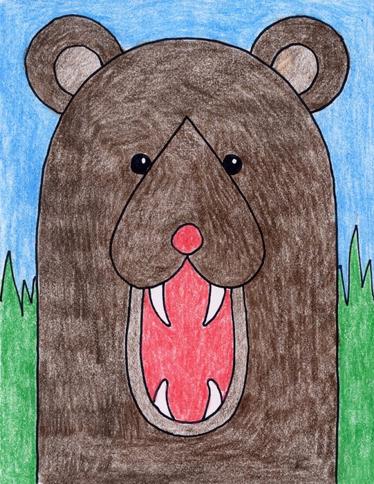 Easy How to Draw a Bear Face Tutorial and Bear Face Coloring Page