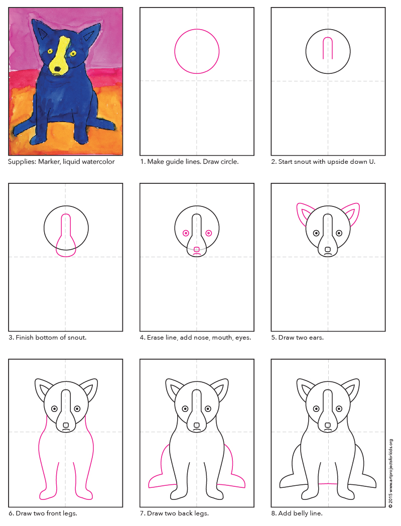 How to Draw the Blue Dog · Art Projects for Kids