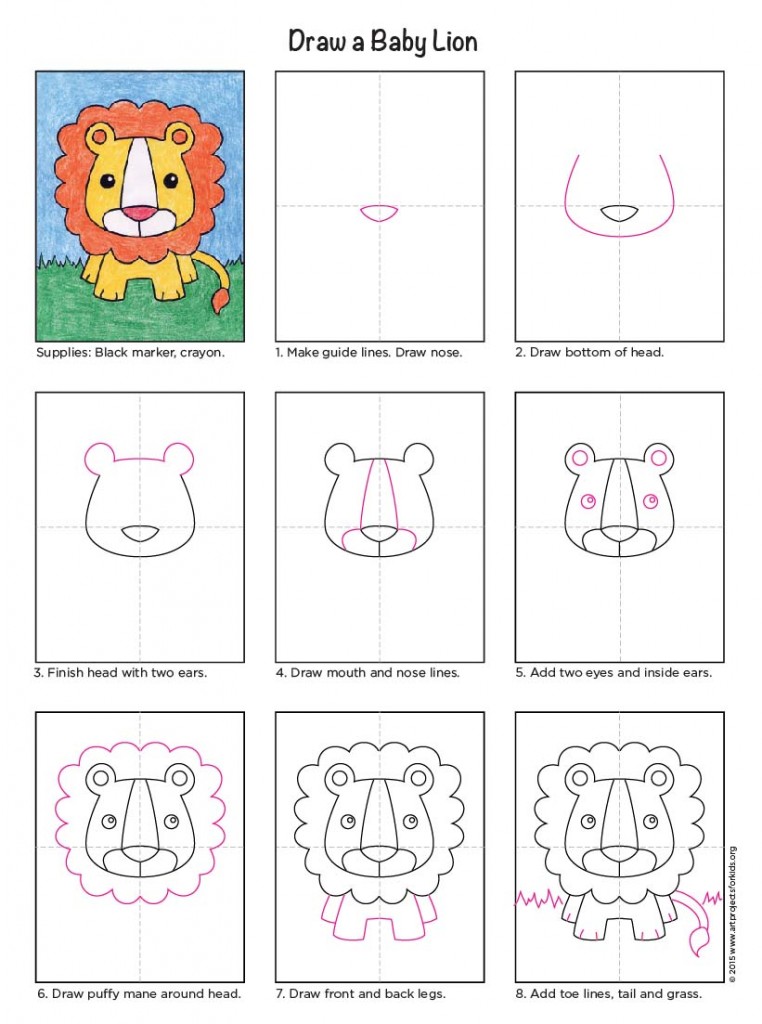 Draw a Baby Lion · Art Projects for Kids