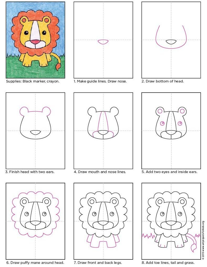 Draw a Baby Lion · Art Projects for Kids
