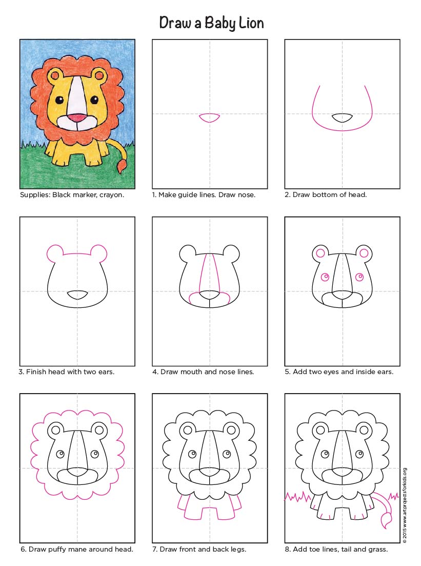 How To Draw A Cartoon Lion Step By Step Drawing Tutorials For Kids And