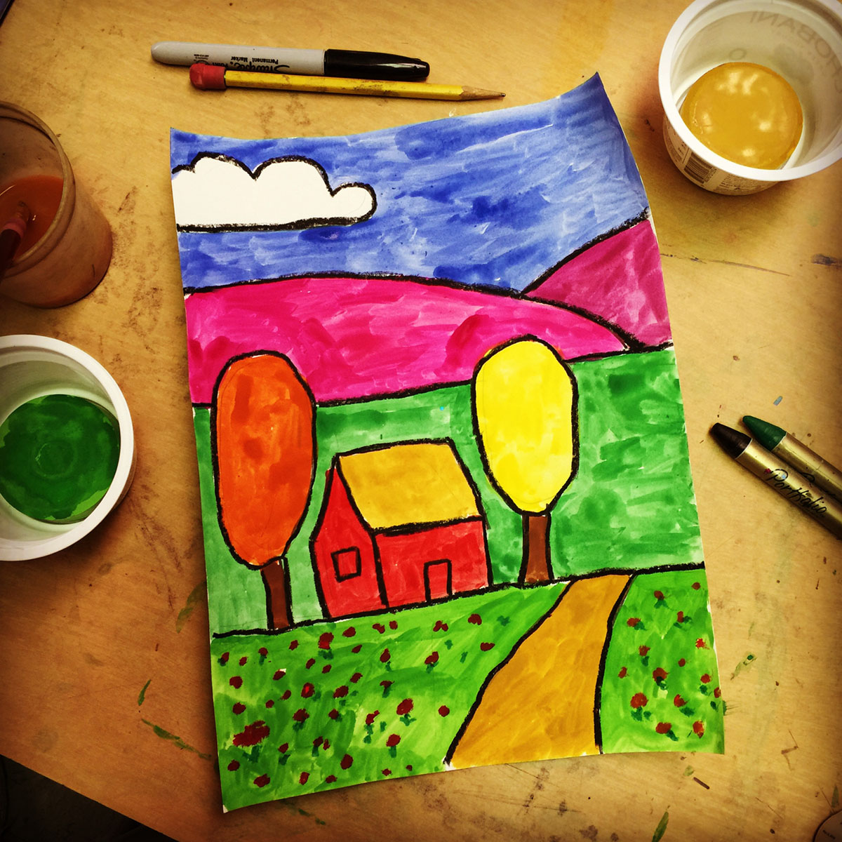 Fall Tempera Landscape Painting · Art Projects for Kids