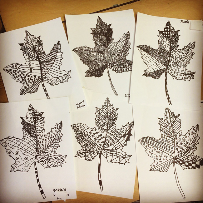 Zentangle Leaves - Art Projects for Kids